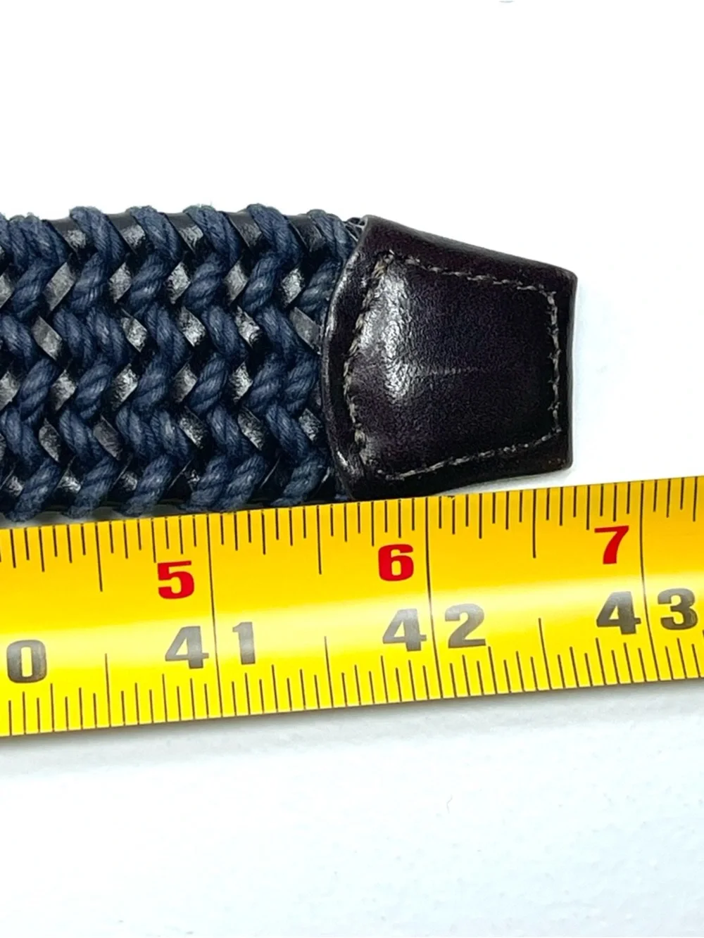 TORINO Italian Braided Stretch Leather Cording Belt Navy/Black Size 40
